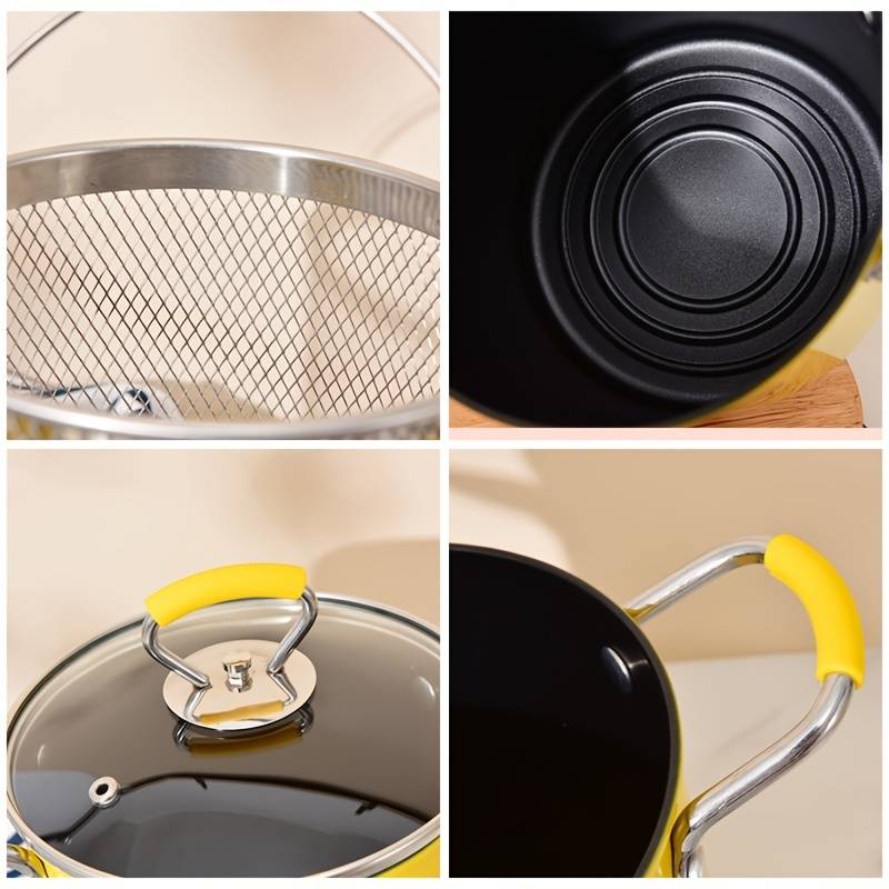 Mini Deep Frying Strainer Pot, Multifunctional Household Deep Frying Pan, Non Stick Mini Small Oil Frying Pot Mini Deep Frying Strainer Pot, Multifunctional Household Deep Frying Pan, Non Stick Mini Small Oil Frying Pot